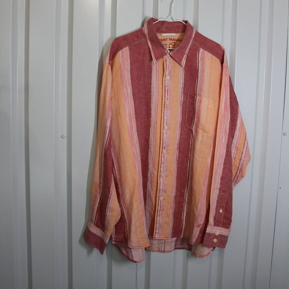 Tommy Bahama Relax Mens Linen Long Sleeve Button Down Shirt Orange Red Size XL - Picture 1 of 8